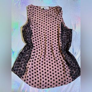 LOFT blouse, brown/black polka dot, size SP